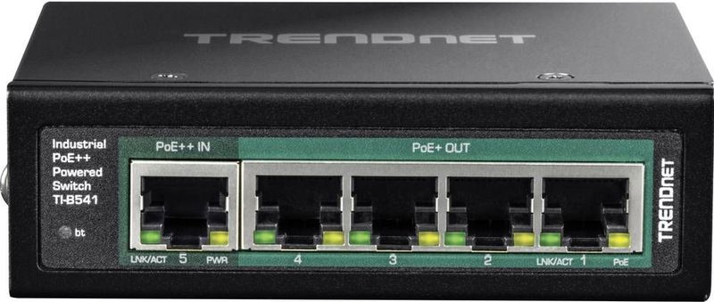 TRENDNET - TI-B541 - Netwerk-switch - Gehard Metaal - 5-Poorts, PoE++, IP30 Bescherming, -40° tot 75° C