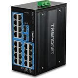 Trendnet - 26-Poorts Geharde Industriële Gigabit DIN-Rail Switch - Zwart - 24 Gigabit RJ45-poorten en 2 Gigabit SFP-aansluitingen