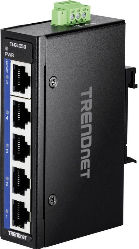 TRENDnet - TI-GLC50 - Mini-Schakelaar - Zwart - 5 x Gigabit-poorten, IP30-classificatie, 10 Gbps schakelcapaciteit