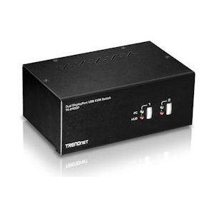 Trendnet TK-240DP Switch voor beeldscherm, toetsenbord en muis, zwart – beeldschermtoetsenbord en muis (USB, DisplayPort, 3,5 mm headset, DisplayPort, USB A, USB Type-B, 4K Ultra HD)