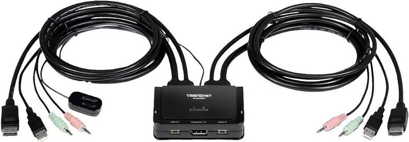 Trendnet - TK-220DPi - KVM Schakelaar - Zwart - Ondersteunt 4K UHD tot 3840 x 2160 @ 60Hz