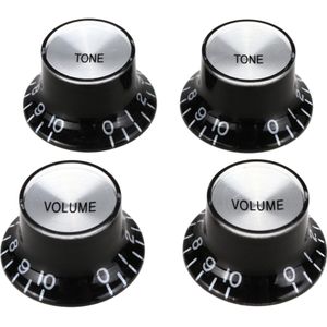 Gibson PRMK-010 Top Hat knop zwart Set 4 St metaal-inlay zilver - Gitaaronderdeel