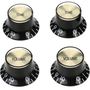 Gibson PRMK-020 Top Hat Knobs with Inserts 4 Pack Black/Gold - Gitaaronderdeel