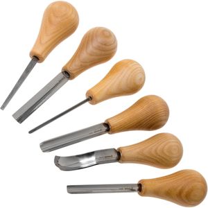 Houtsnijwerk Set, Kleine Beitels Met Slijpsteen, 12 Delen