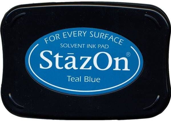 Sz-63 Stempelkussen Stazon - Teal blue - is een Permanente inkt voor metaal, glas, plastic en andere harde materialen