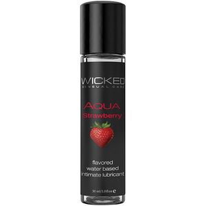 Wicked Aqua Flavored glijmiddel met een smaakje Strawberry 30 ml