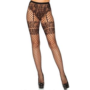 Lace French cut net pantyhose
