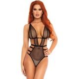 Net cut out g-string teddy