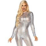 LEG AVENUE Sexy Damenkostüm Laser cut metallic catsuit, S (EUR 34-36), 420 g