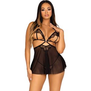 Lace and mesh babydoll & panty