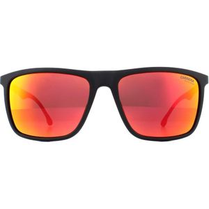 Carrera rechthoek heren mat zwart rode spiegel zonnebril | Sunglasses
