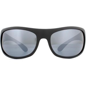 Polaroid Sport Wrap Heren Mat Black Grijs Zilver gepolariseerde spiegel zonnebril | Sunglasses