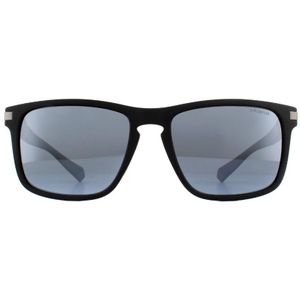 Polaroid rechthoekige heren mat zwart zilveren spiegel gepolariseerde zonnebril | Sunglasses