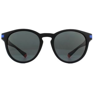 Polaroid ronde heren mat zwart blauw grijs gepolariseerde zonnebril | Sunglasses