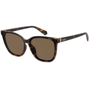 Polaroid Sunglasses Dames PLD 4101/F/S vierkante zonnebril, Donkere Havana, 65mm, 13mm
