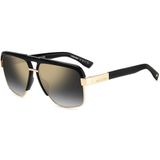 Dsquared2 Zwarte Gouden Zonnebril met Grijze Getinte Spiegel , Black , Heren , Maat: 61 MM