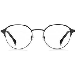 BOSS - Rond Optisch Montuur - Zwart Staal - Met Gestreept Scharnier