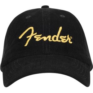 Fender® Gouden spaghetti logo corduroy baseballhoed, zwart, één maat