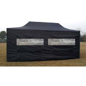 Partytent Easy Up Aluminium 3 x 6 meter met zijwanden in Zwart