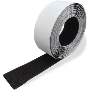 2xRol 10 mtr zelfklevend klittenband 5cm Zwart-haak en lusband