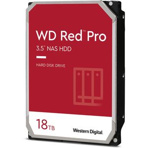 Western Digital WD Red Pro NAS harde schijf 18 TB (NASware-firmware voor compatibiliteit, 3,5 inch, 7200 RPM, SATA 6 Gb/s, CMR, Werkbelasting 180 TB/jaar)