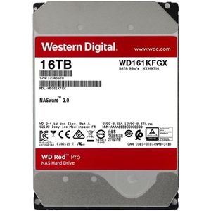 Western Digital WD Red Pro NAS harde schijf 16 TB (NASware-firmware voor compatibiliteit, 3,5 inch, 7200 RPM, SATA 6 Gb/s, CMR, Werkbelasting 180 TB/jaar)