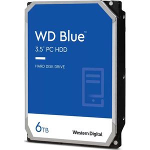 WD Blue 6 TB interne harde schijf 3,5 inch voor pc, 5400 rpm-klasse, SATA 6 GB/s, 256 MB cache,