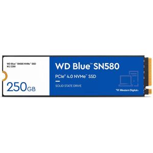 WD Blue SN580 2TB, M.2 NVMe SSD, PCIe gen. 4x4, leessnelheid tot 4150 MB/s.