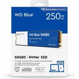 Western Digital WDS250G3B0E Blue SN580 NVMe SSD 250 GB (PCIe Gen4 x4 tot 4.000 MB/s lezen M.2 2280 nCache 4.0 technologie) Blauw