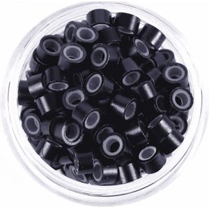 Microringen met Siliconen - Zwart - 100 stuks