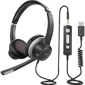 Mipow MPBH328AB HC6 PC-headset USB, 3,5 mm jack stereo on ear zwart