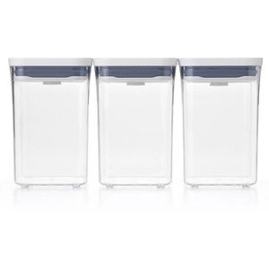 Voorraadpotten 3-Delig - Luchtdichte Strooibussen Wit - Vershouddozen voor Granen en Voedsel - Voorraadkast Organizer - 4L, 2.4L, 1.3L