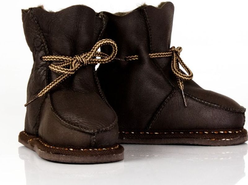 Bernardino baby slof wol bruin leer Unisex - Maat 23