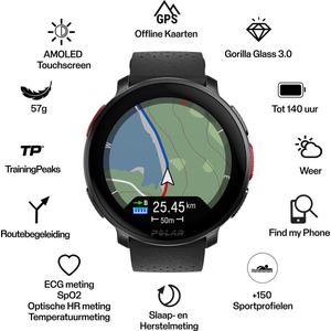 Polar VANTAGE V3 Sport Smartwatch met GPS - Zwart/grijs