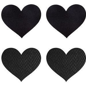 Peekaboo - Hartjes tepelstickers met slangenprint - Zwart