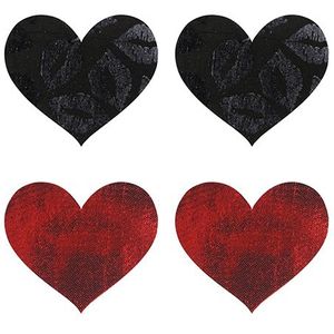 Peekaboo 2 paar tepelstickers hart rood en zwart