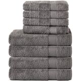 Komfortec Handdoekenset – Set van 8 - 4x Handdoek 50x100 cm en 4x Badhanddoek 70x140 cm - 100% Katoen - Antraciet grijs