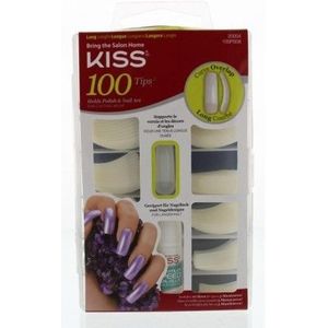 Kiss Gellak 100 Nageltips and Lijm - Kunstnagels - 100 stuks - Nepnagels - Doorzichtig - Curve overlap