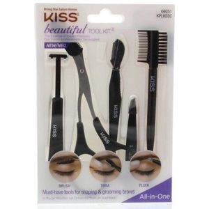 Kiss - Toolkit - Make-up Accessoires - Inhoud: Spoolie Borstel, Schaar-Kam, Scheermessen, Pincet