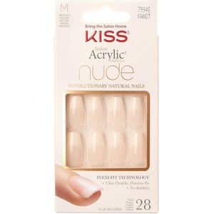 Kiss Acrylic French Nude Nails - Leilani, 1-pack (1 x 28 stuks) + Nagellijm + Minivijl + Manicure stick