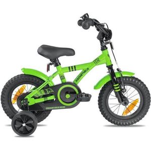 PROMETHEUS BICYCLES kinderfiets 12 inch fiets jongens meisjes van 3 jaar met zijwieltjes terugtraprem in groen BMX