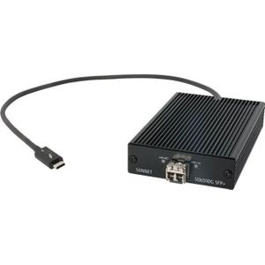Sonnet Solo 10G Thunderbolt 3 naar SFP+ 10 Gigabit Ethernet Adapter (SFP+ [SR] inbegrepen) *Nieuw (Thunderbolt 3, SFP+), Netwerkadapter, Zwart