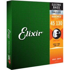 Elixir® snaren van roestvrij staal met NANOWEB®-coating voor 4-snarige bas, Long Scale, Light (.045-.130)