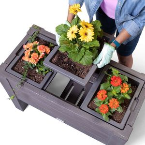 Step2 Lakewood Verhoogde Plantenbak - Kweektafel van Kunststof - Donker Ceder