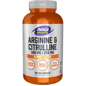 Arginine & Citrulline- 500/250 mg (240 Vegetarian Capsules) - Now Foods