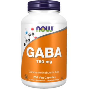 Now Foods GABA Capsules - 750 mg - 200 Vegan Capsules