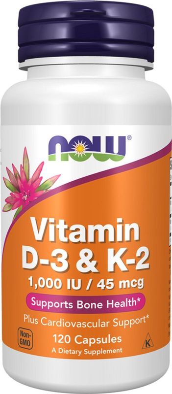 Now Foods - Vitamine D3 & K2 - 120 Vegicaps