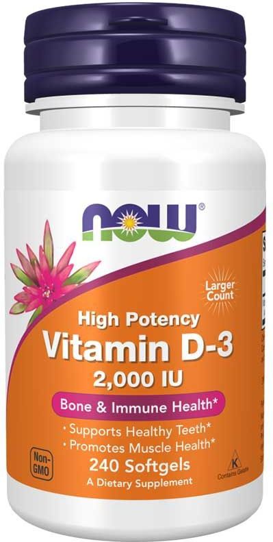 NOW Foods - Vitamin D-3 2000 IU Softgels - 240 softgels