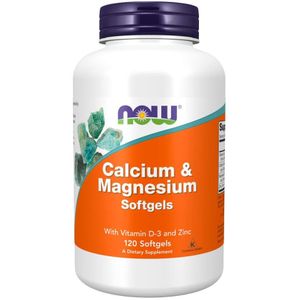 Now Foods - Calcium & Magnesium - Voedingssupplement - 120 Gelletjes - Met Vitamine D-3 en Zink
