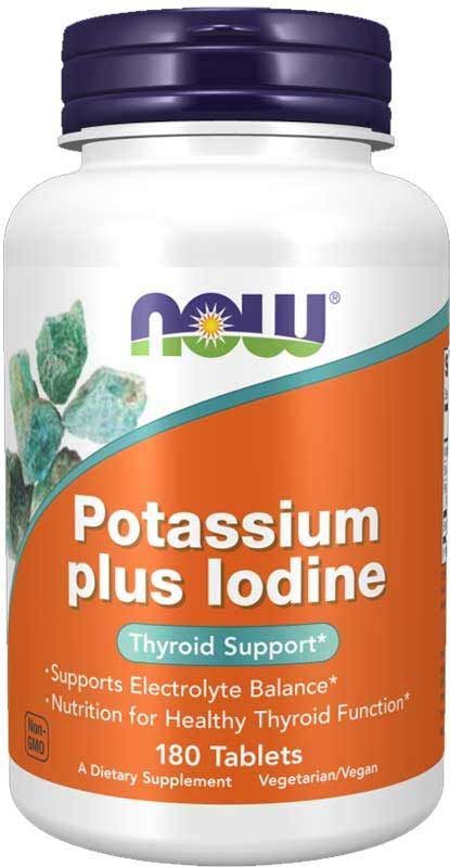 NOW Foods - Potassium plus Iodine - 180 Tabletten - 225mcg Jodium - 99mg Kalium